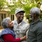 Soldier with parents