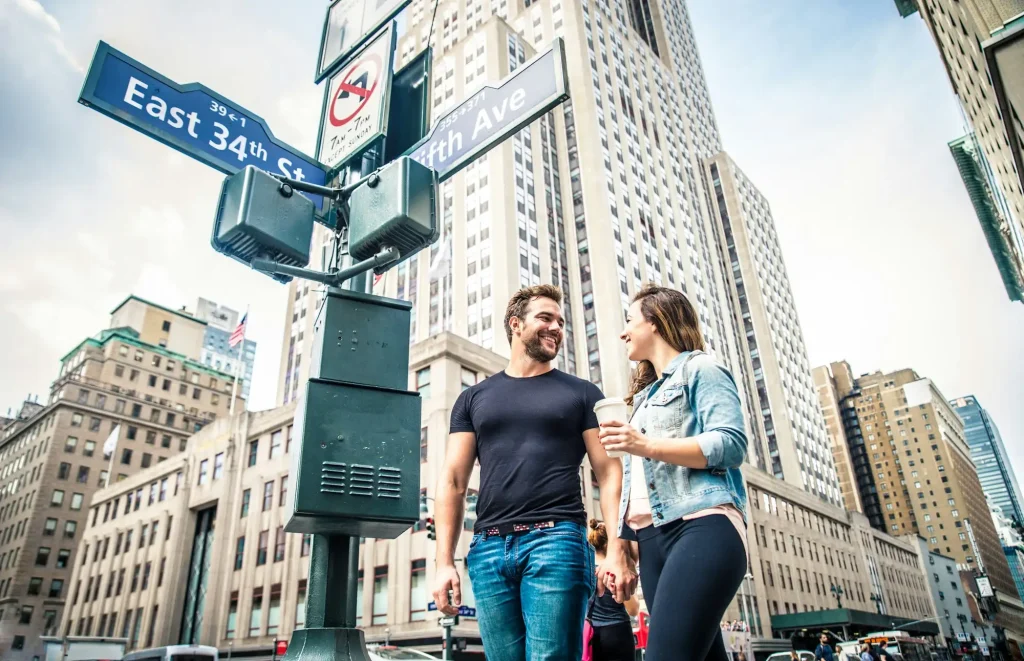 Couple walking in New York